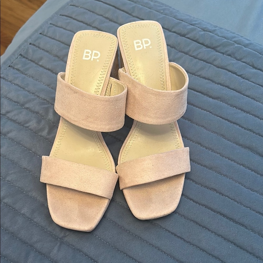 bp Pink Double-Strap platform chunk heel sandals